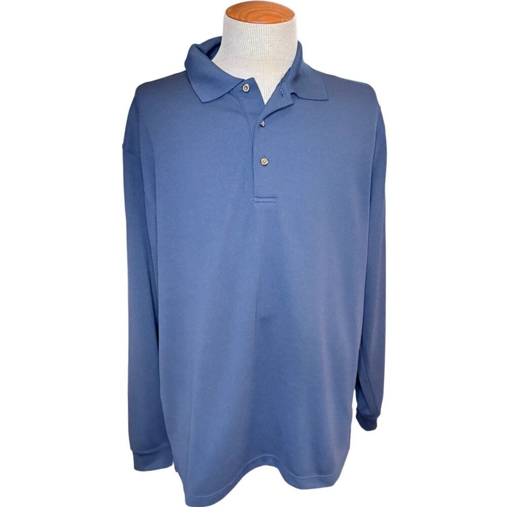 Grand Slam Performance Men’s Golf Polo XL Blue  Long Sleeve Tennis Active